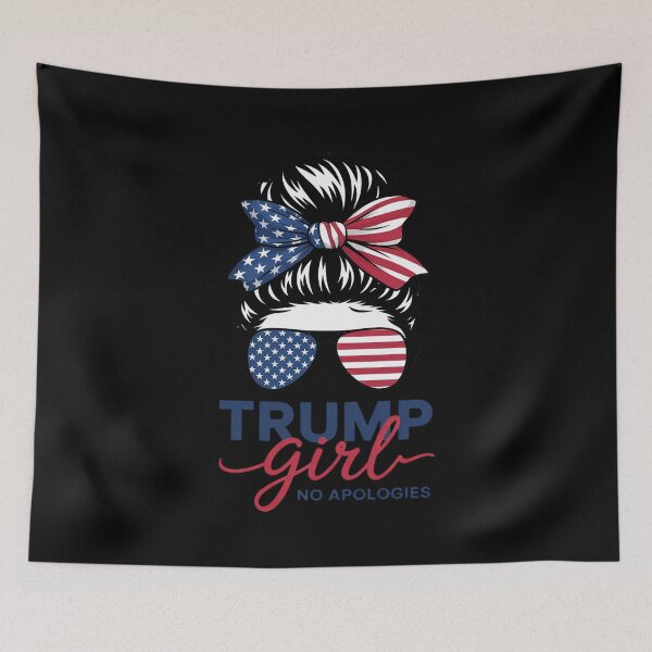 Item preview, Trump Girl No Apologies Messy Bun Trump 2024 American Flag designed and sold by MarkLeedsArt.