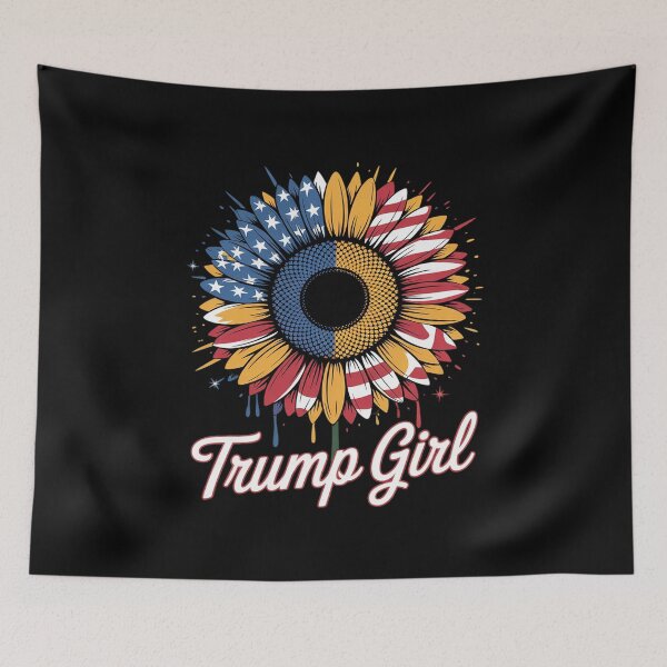 Item preview, Trump Girl Trump 2024 American Flag Sunflower Re-Election designed and sold by MarkLeedsArt.