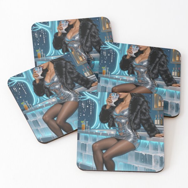 Item preview, Shanti glamorous woman sipping drink at icy bar designed and sold by CathryneDelamort.