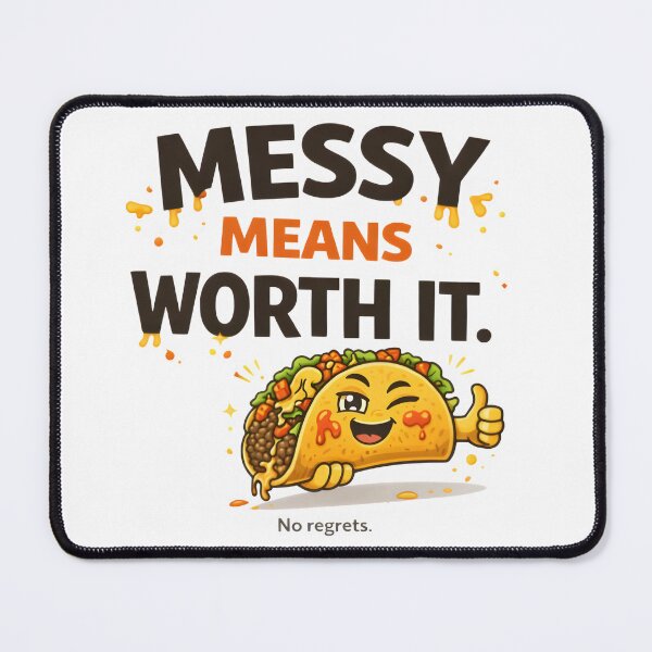 Item preview, Messy Means Worth It – Funny Food Humor Typography Design designed and sold by Snackwear Apparel.