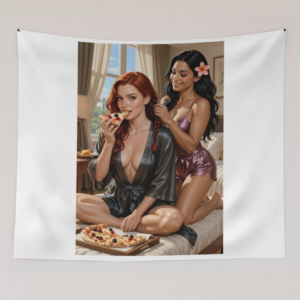Item preview, Rowan x Shanti leftovers pizza night cozy bedroom designed and sold by CathryneDelamort.