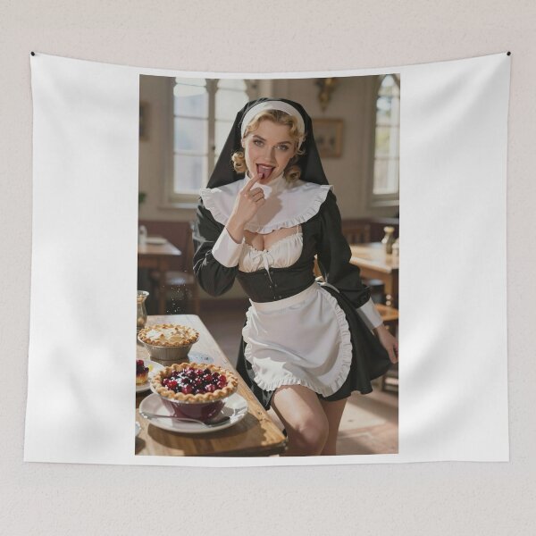 Item preview, Nun in fancy outfit enjoys cherry pie leftovers designed and sold by CathryneDelamort.