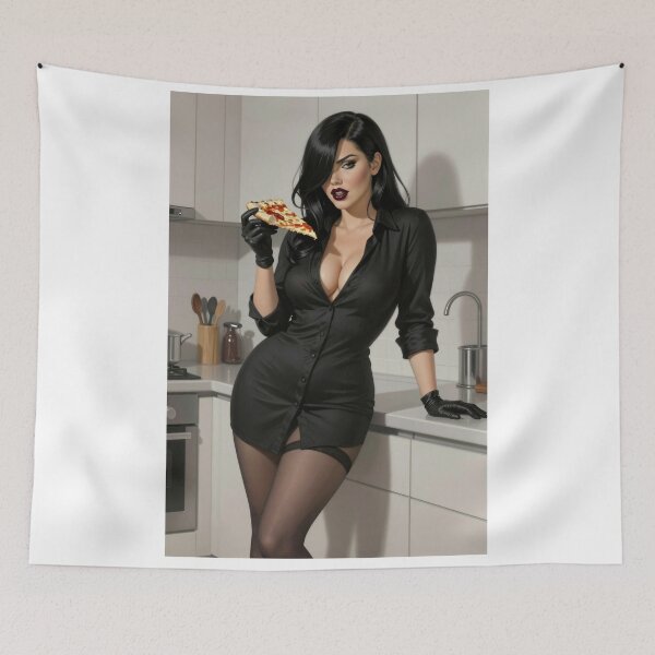 Item preview, Cassandra enjoys leftovers in sleek black attire designed and sold by CathryneDelamort.