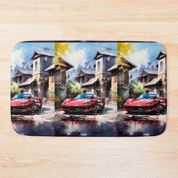 Item preview, Low Italian machine reflecting stone walls and blue sky in puddles designed and sold by RevUpDesign.