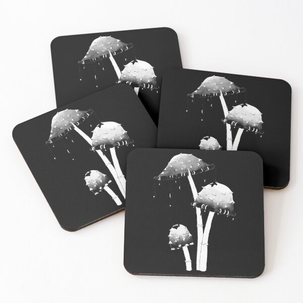 Item preview, Inky Cap Mushrooms Black and White designed and sold by folgersolarzj.