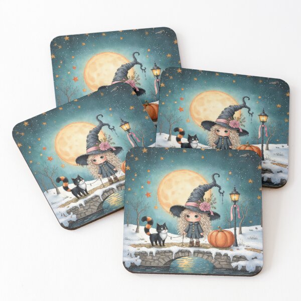 Item preview, Moonlit Walk – Whimsical Halloween Storybook Illustration designed and sold by Whimsical Hug.