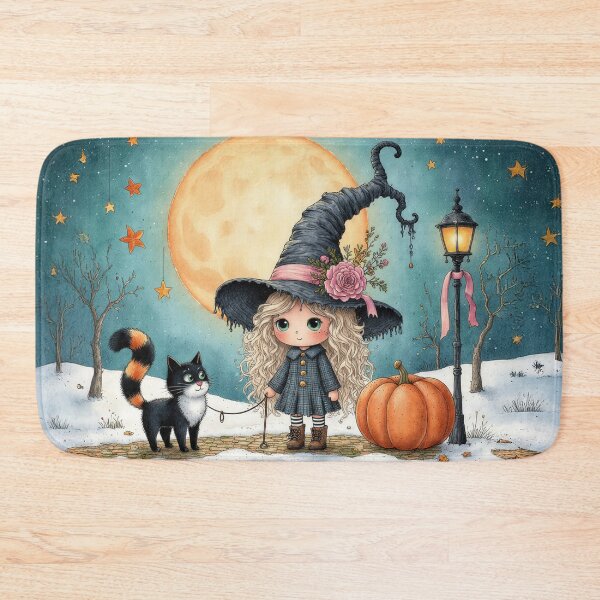 Item preview, Moonlit Walk – Whimsical Halloween Storybook Illustration designed and sold by Whimsical Hug.