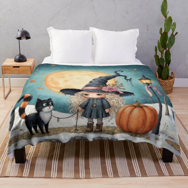 Item preview, Moonlit Walk – Whimsical Halloween Storybook Illustration designed and sold by Whimsical Hug.