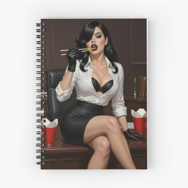 Item preview, Cassandra eats leftovers with chopsticks in office designed and sold by CathryneDelamort.