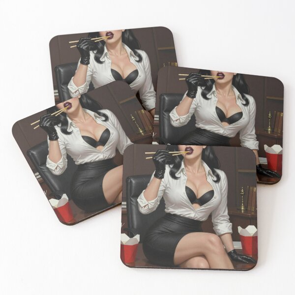 Item preview, Cassandra eats leftovers with chopsticks in office designed and sold by CathryneDelamort.