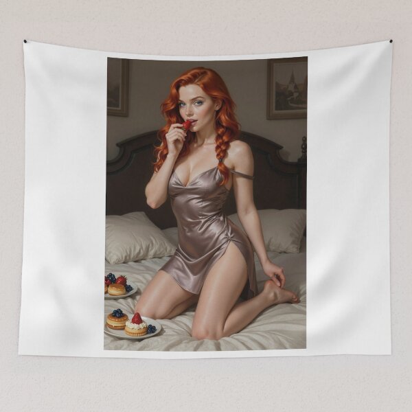Item preview, Rowan enjoys sweet leftovers on cozy bed designed and sold by CathryneDelamort.