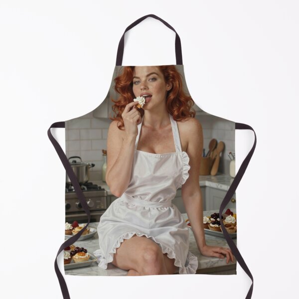 Item preview, Redheaded woman apron dessert leftovers designed and sold by CathryneDelamort.