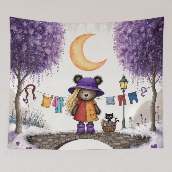 Item preview, Moonlit Teddy Bear Walk – Whimsical Storybook Illustration designed and sold by Whimsical Hug.