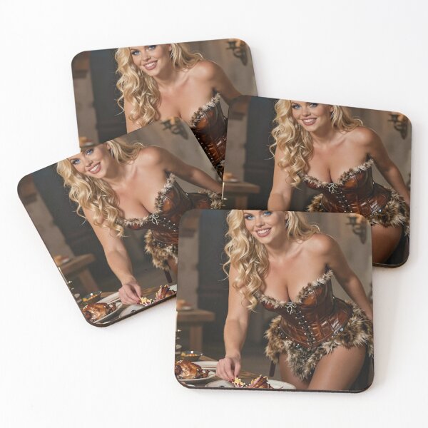 Item preview, Blonde woman in leather corset handling leftovers designed and sold by CathryneDelamort.