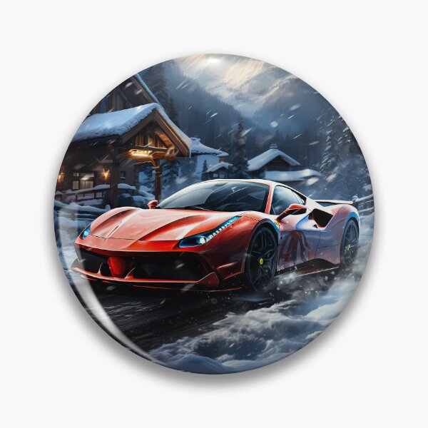 Item preview, Supercar sprinting through snow flurries below towering peaks designed and sold by RevUpDesign.