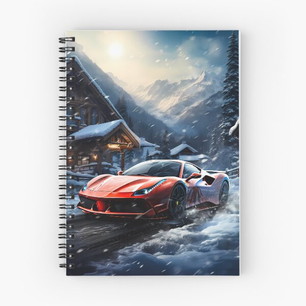 Item preview, Supercar sprinting through snow flurries below towering peaks designed and sold by RevUpDesign.