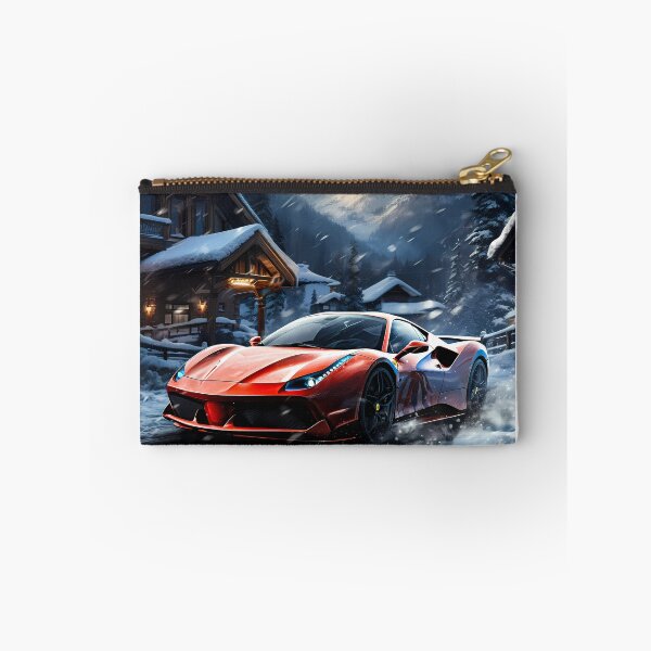 Item preview, Supercar sprinting through snow flurries below towering peaks designed and sold by RevUpDesign.