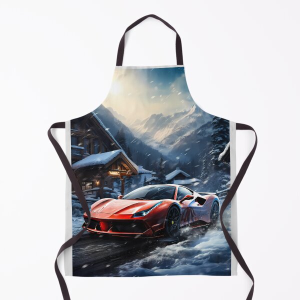 Item preview, Supercar sprinting through snow flurries below towering peaks designed and sold by RevUpDesign.