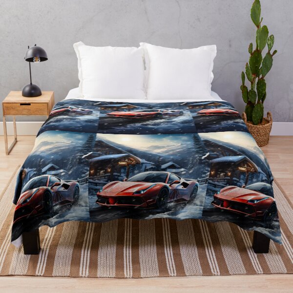 Item preview, Supercar sprinting through snow flurries below towering peaks designed and sold by RevUpDesign.