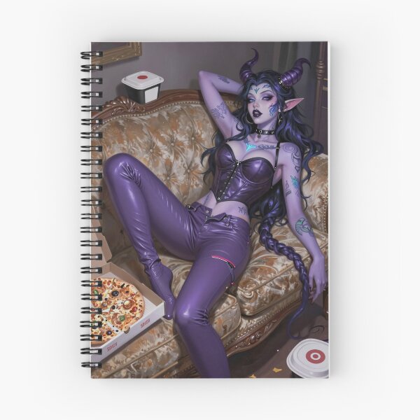 Item preview, Purple demon lounges couch with pizza leftovers designed and sold by CathryneDelamort.