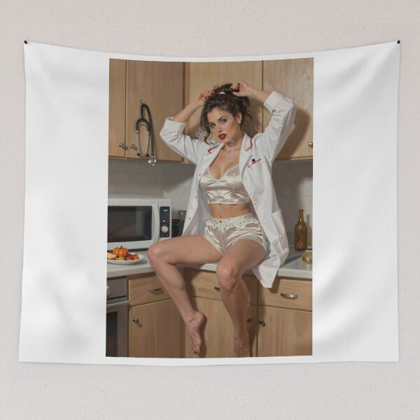 Item preview, Beautiful woman in lab coat posing with leftovers designed and sold by CathryneDelamort.