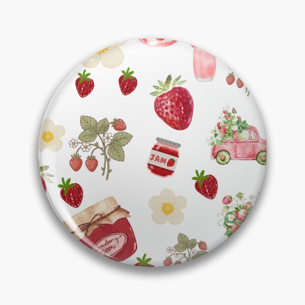 Item preview, Watercolor Strawberry Jam & Florals – Cottagecore Farm Fresh Pattern designed and sold by ArtfullyJua.