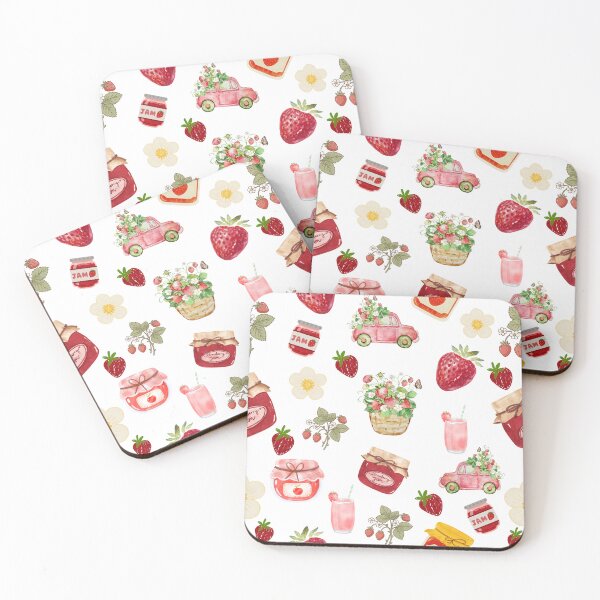 Item preview, Watercolor Strawberry Jam & Florals – Cottagecore Farm Fresh Pattern designed and sold by ArtfullyJua.