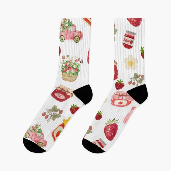 Item preview, Watercolor Strawberry Jam & Florals – Cottagecore Farm Fresh Pattern designed and sold by ArtfullyJua.