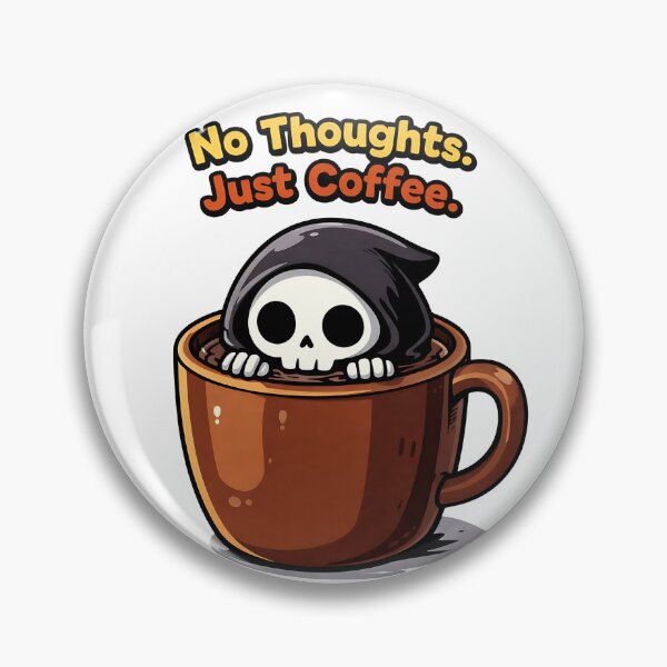 Item preview, No Thoughts Just Coffee Grim Reaper Sticker | Cute Spooky Coffee Art. designed and sold by BrewedInDarkness.