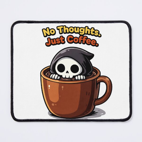 Item preview, No Thoughts Just Coffee Grim Reaper Sticker | Cute Spooky Coffee Art. designed and sold by BrewedInDarkness.