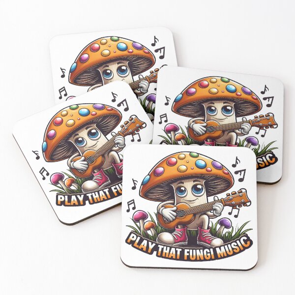 Item preview, Cute Mushroom Guitarist with Music Notes designed and sold by LunaPixelStudio.