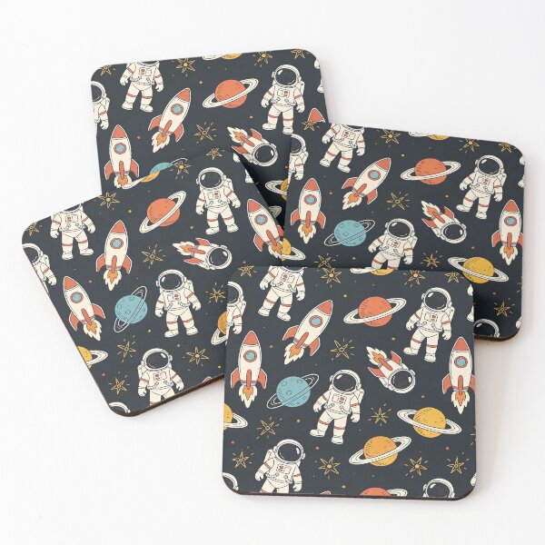 Item preview, Retro Hand Drawn Space Pattern with Astronauts and Rockets designed and sold by Vertex Vision Studio.