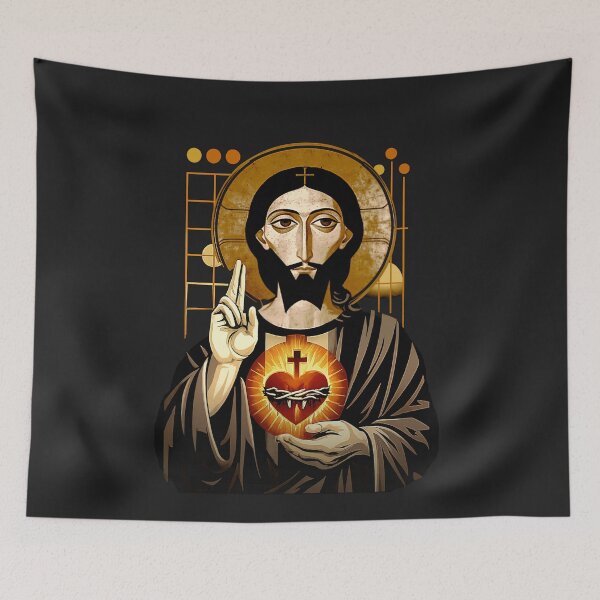 Item preview, Pantocrator of the Sacred Heart (Art-Deco Icon) designed and sold by Sanctum Icons.