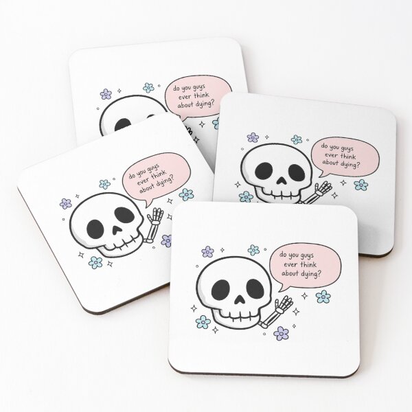 Item preview,  Do You Guys Ever Think About Dying Cute Skull | Dark Humor Doodle Tee designed and sold by GeniePixel.