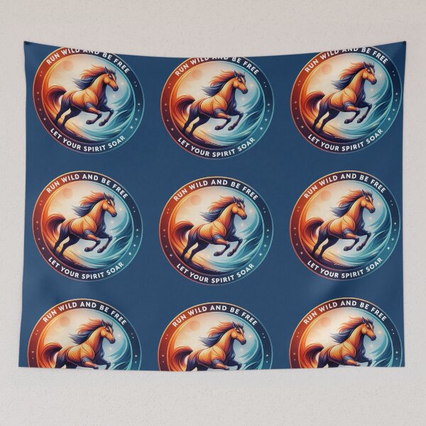 Item preview, Running Horse Circle Art with Quote – Run Wild Be Free  designed and sold by Sonia dutta_art.