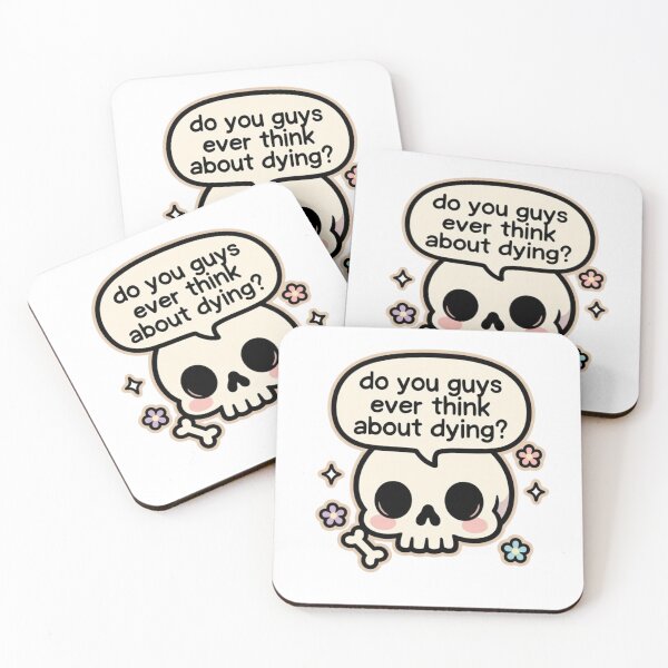 Item preview,  Do You Guys Ever Think About Dying Cute Skull | Dark Humor Doodle Tee Sticker designed and sold by GeniePixel.
