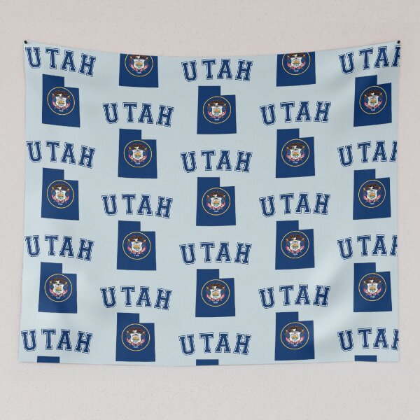 Item preview, Utah State Flag & Outline - Vintage Collegiate Style designed and sold by mashmosh.