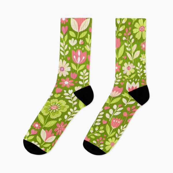 Item preview, Playful Green Garden – Whimsical Floral Seamless Pattern designed and sold by HolmeProud.