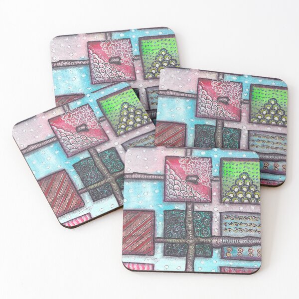 Item preview, Dark Winter Abstract Zentangle Pattern designed and sold by ColorWander.