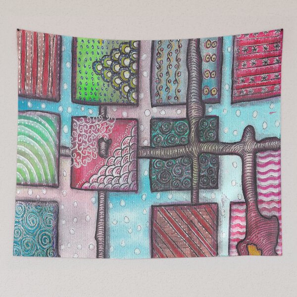 Item preview, Dark Winter Abstract Zentangle Pattern designed and sold by ColorWander.