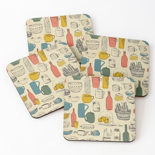 Item preview, 1950s Kitchen Accessories Pattern – Vintage Cookbook Illustration Style designed and sold by GildedPagesCo.