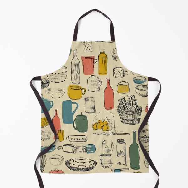 Item preview, 1950s Kitchen Accessories Pattern – Vintage Cookbook Illustration Style designed and sold by GildedPagesCo.