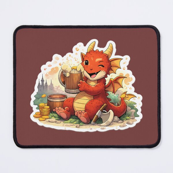 Item preview, Funny Dragon Beer Sticker | Cute Fantasy Drinking Dragon Vinyl Decal designed and sold by RevieusaR.