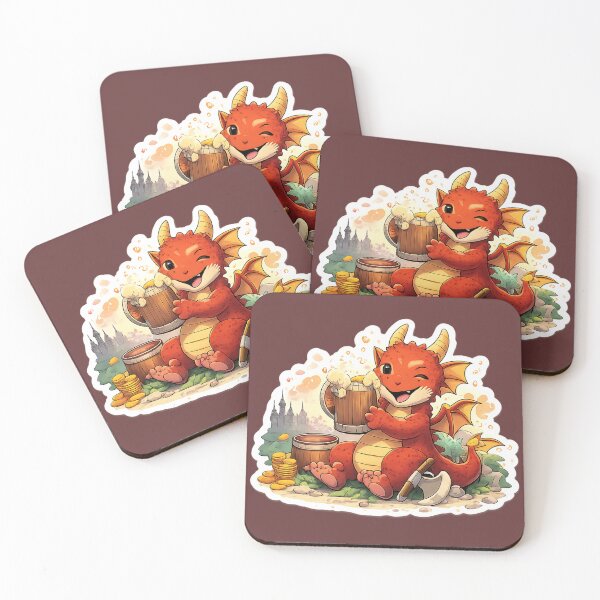Item preview, Funny Dragon Beer Sticker | Cute Fantasy Drinking Dragon Vinyl Decal designed and sold by RevieusaR.