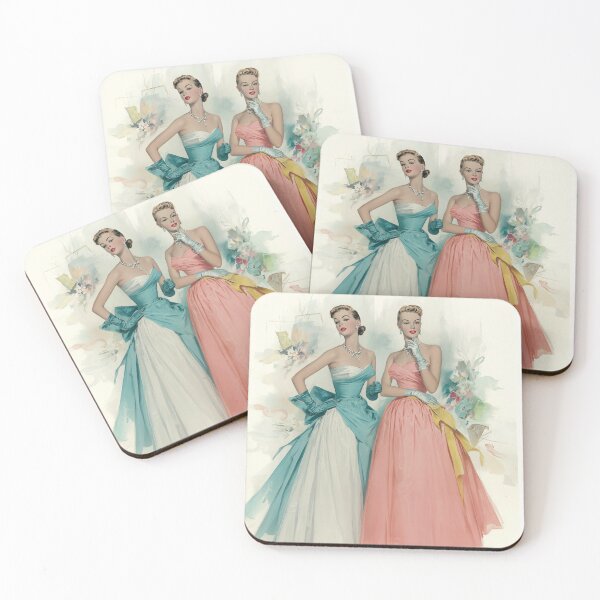 Item preview, 1950s Prom Evening — Vintage Fashion Illustration designed and sold by GildedPagesCo.