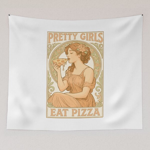 Item preview, Pizza pretty girl Art Nouveau saying gift designed and sold by Pineapple-Tree.