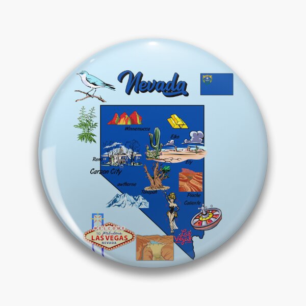 Artikelvorschau, Nevada-Staatssymbole, Vintage-Reise- und Sehenswürdigkeitenkartendesign entworfen und verkauft von mashmosh.