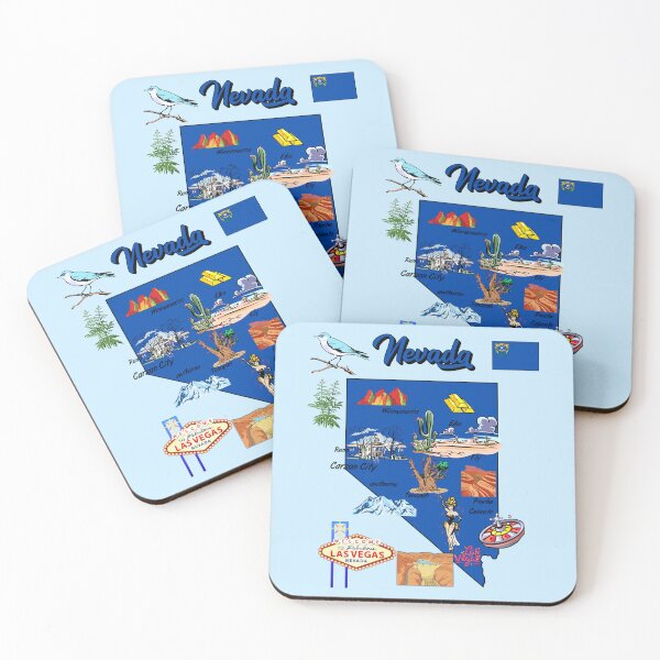 Item preview, Nevada State Icons, Vintage Travel & Landmark Map Design designed and sold by mashmosh.