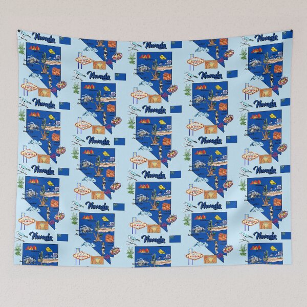 Item preview, Nevada State Icons, Vintage Travel & Landmark Map Design designed and sold by mashmosh.
