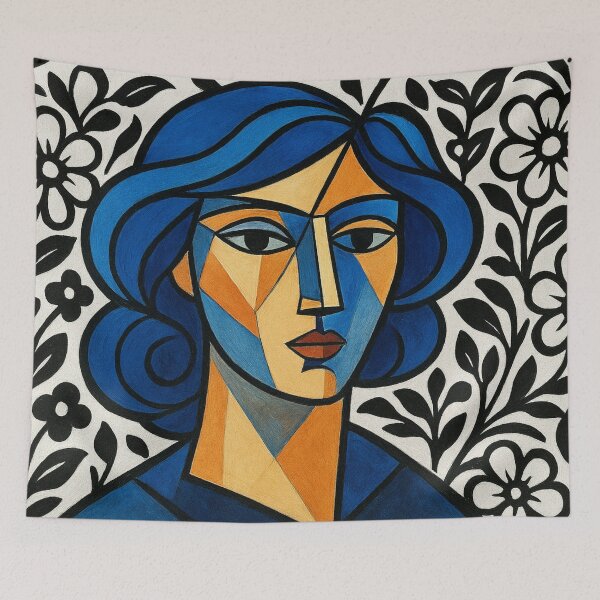 Item preview, Cubist woman with flowers designed and sold by Sigtrix.